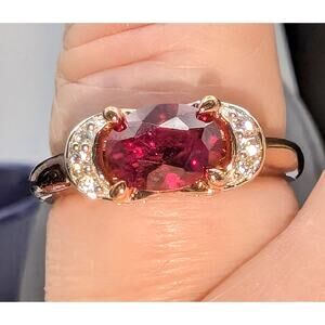 Eterno Rose Gold 925 Sterling Bella Luce Remy Cut Lab Ruby & White CZ Ring Sz 8